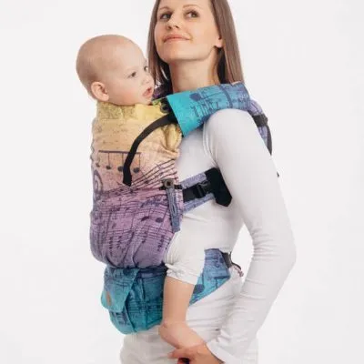 Nosidełko LennyUpGrade z tkaniny żakardowej 100% bawełna , rozmiar standard, SYMFONIA – RAJSKI WSCHÓD SŁOŃCA